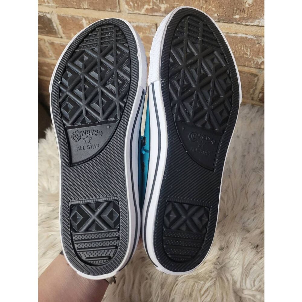 New Converse Chuck Taylor All Star Low Top Sneakers, Teal Leather/Shimmer, Girls - Picture 5 of 7
